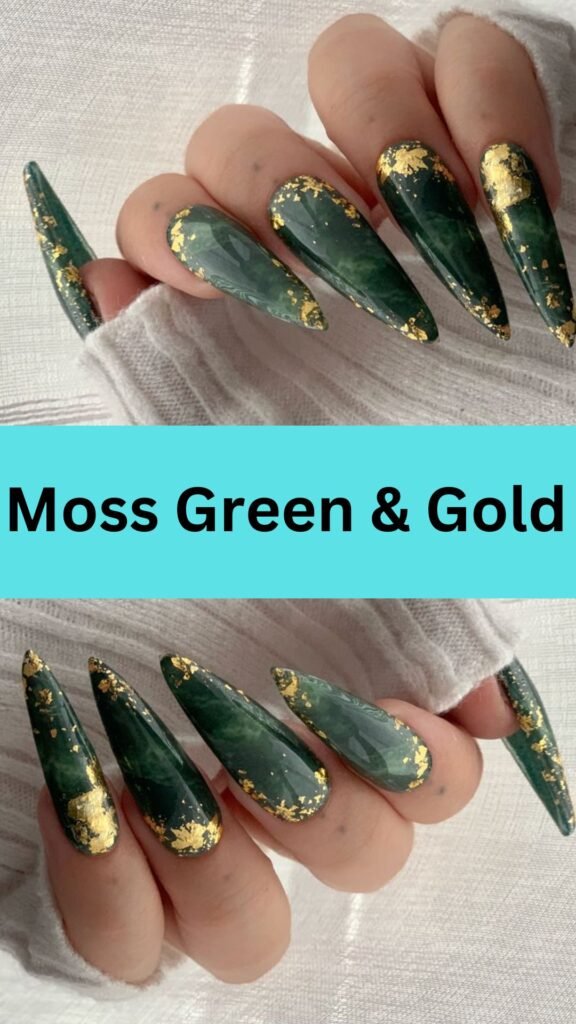 moss-green-and-gold-nail-art-ideas-for-this-september-nailstrends.com