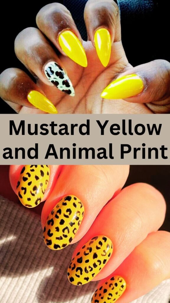 mustard-yellow-and-animal-print-fall-nail-nailstrends.com