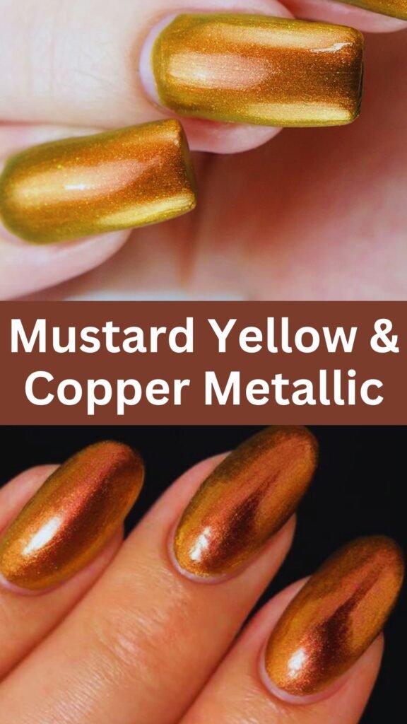 mustard-yellow-and-copper-metallic-fall-nail-nailstrends.com