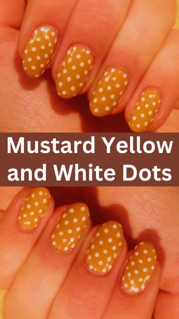 mustard-yellow-and-white-dots-fall-nail-nailstrends.com