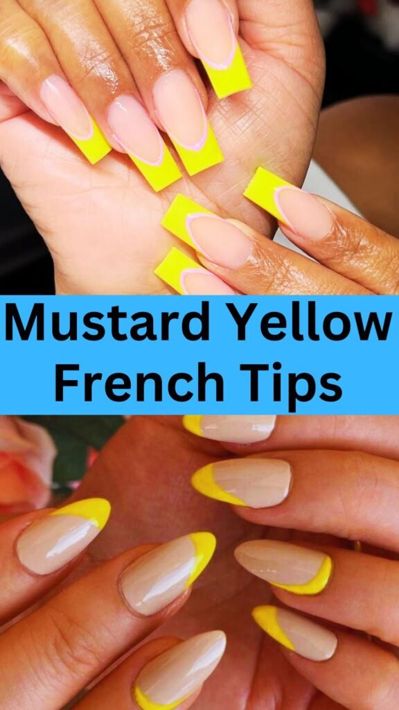 mustard-yellow-french-tips-fall-nail-nailstrends.com