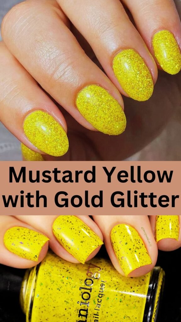 mustard-yellow-with-gold-glitter-fall-nail-nailstrends.com