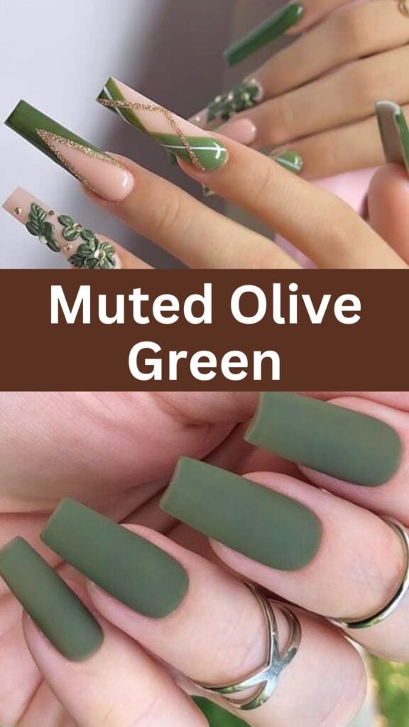 muted-olive-green-acrylic-nails-for-fall-nailstrends.com