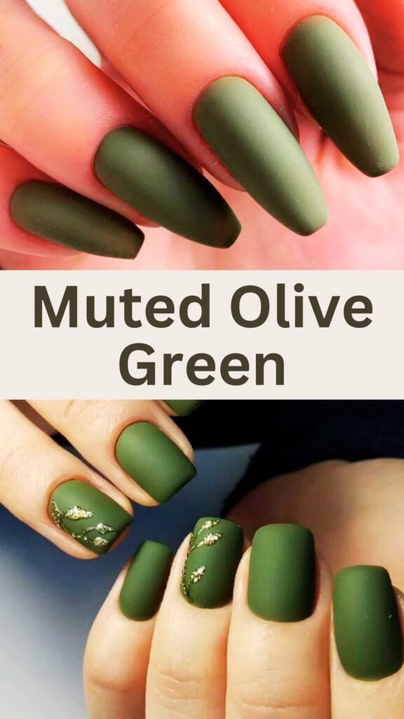 muted-olive-green-matte-fall-nail-nailstrends.com