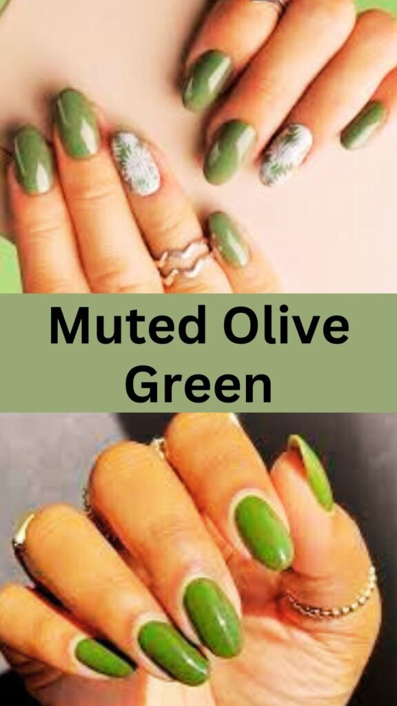 muted-olive-green-minimalist-fall-nail-naistrends.com