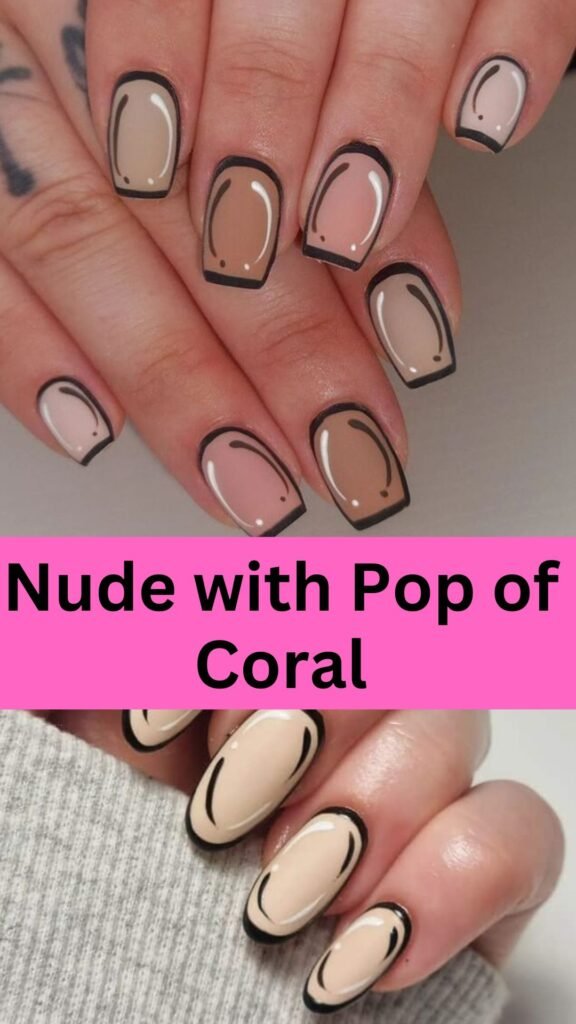 nude-with-pop-of-coral-fall-nail-nailstrends.com