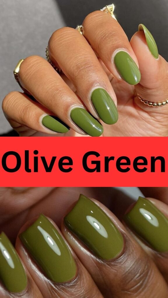 olive-green-fall-nail-for-dark-skin-nailstrends.com