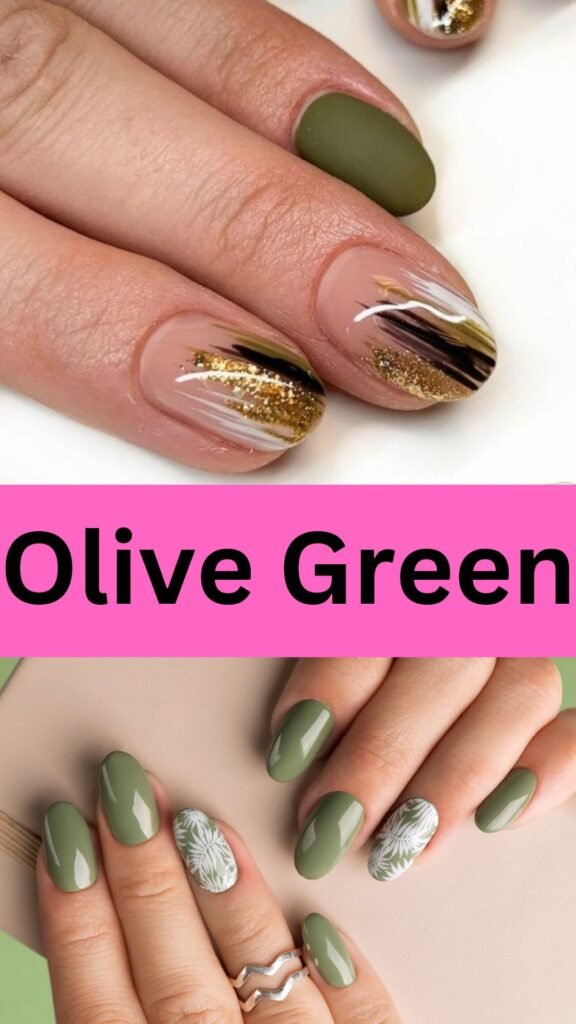 olive-green-fun-fall-nails-nailstrends.com