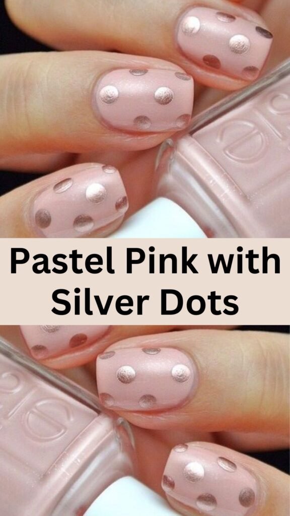 pastel-pink-with-silver-dots-simple-pink-nail-design-nailstrends.com