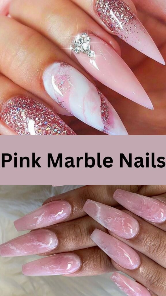 pink-marble-nails-simple-pink-nail-design-nailstrends.com