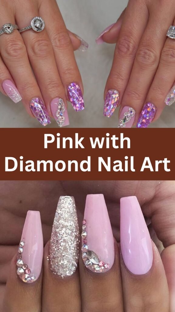 pink-with-diamond-nail-art-simple-pink-nail-design-nailstrends.com