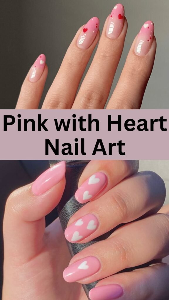 pink-with-heart-nail-art-simple-pink-nail-design-nailstrends.com