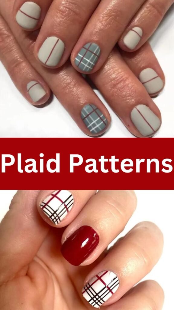 plaid-patterns-fall-short-nails-nailstrends.com