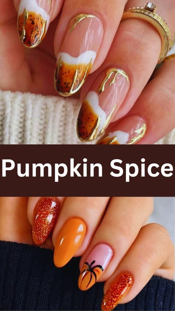 pumpkin-spice-Stamping-Technique-Fall-Nails-nailstrends.com