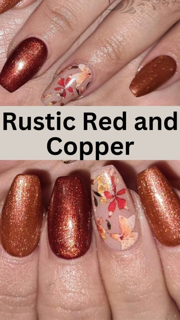 rustic-red-and-copper-fun-fall-nails-nailstrends.com