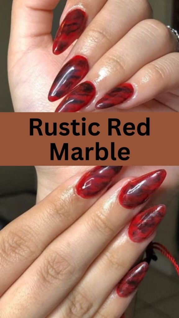 rustic-red-marble-fall-marble-nail-designs-nailstrends.com