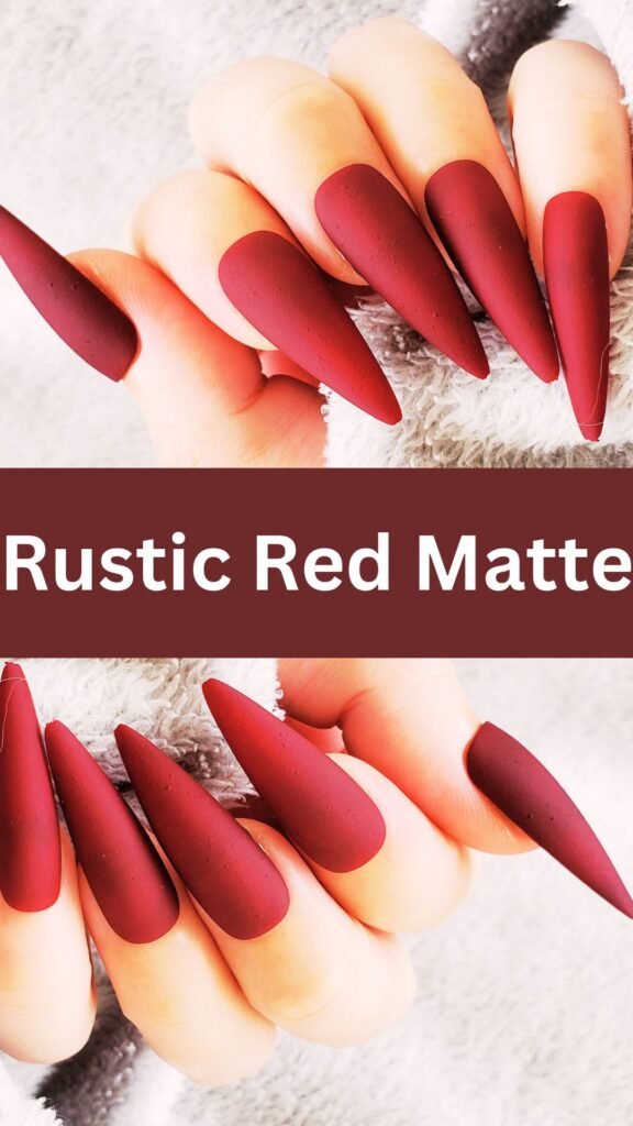 rustic-red-matte-fall-nail-nailstrends.com