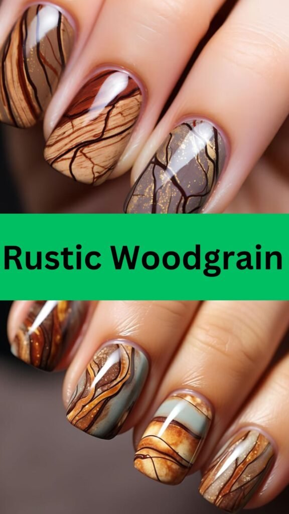 rustic-woodgrain-acrylic-nails-for-fall-nailstrends.com