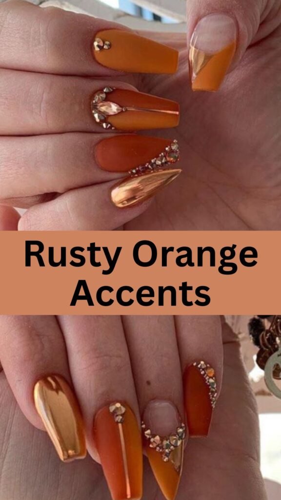 rusty-orange-accents-fall-brown-nail-nailstrends.com