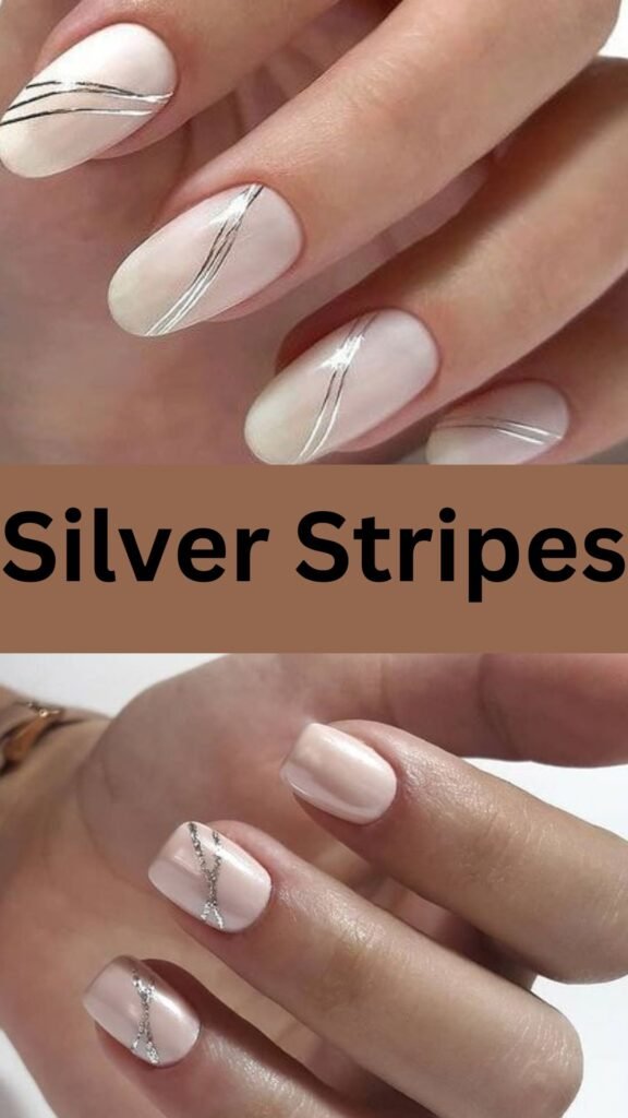 silver-stripes-metallic-accented-fall-nails-nailstrends.com