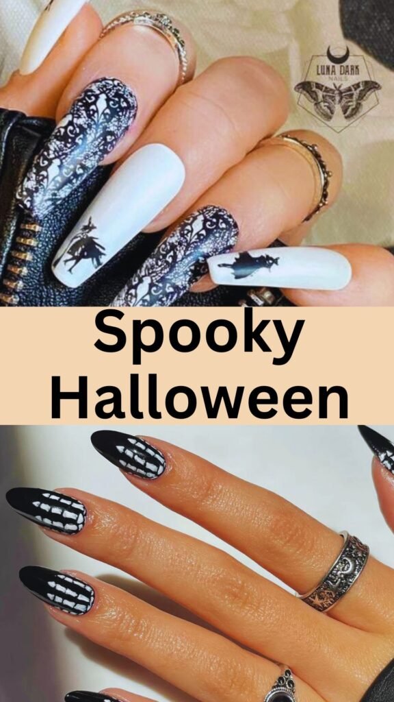 spooky-halloween-Stamping-Technique-Fall-Nails-nailstrends.com