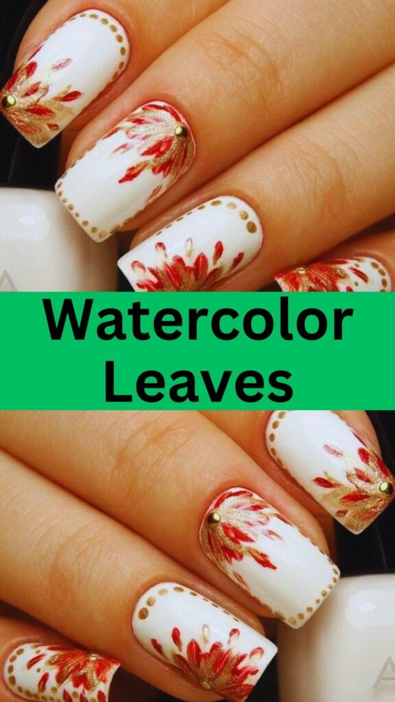 watercolor-leaves-fall-nail-nailstrends.com