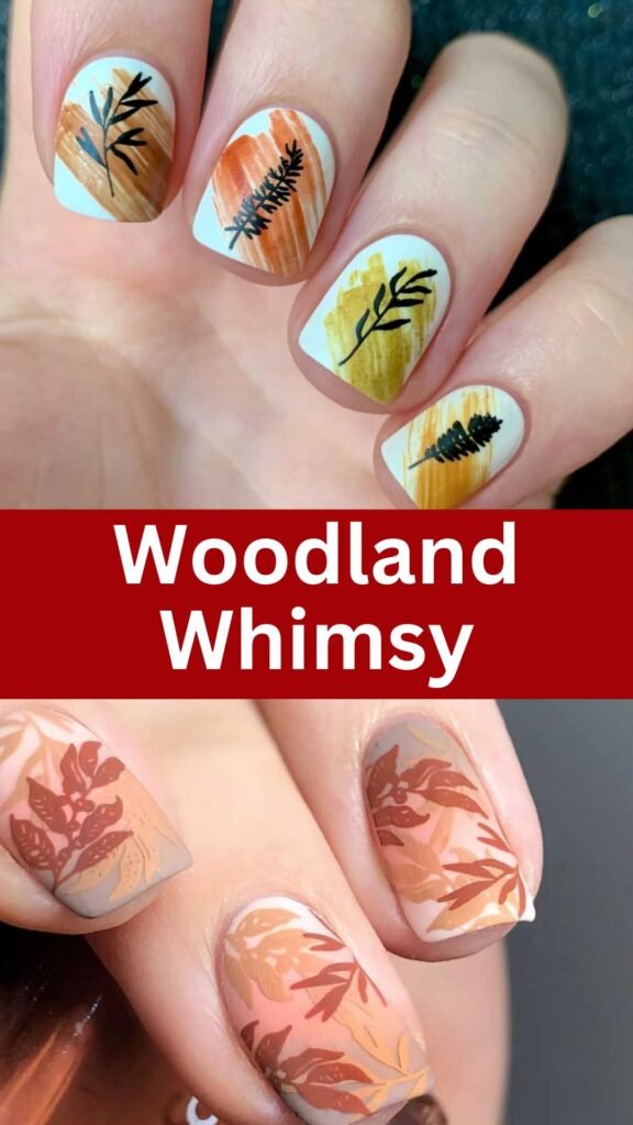 woodland-whimsy-fall-short-nails-nailstrends.com