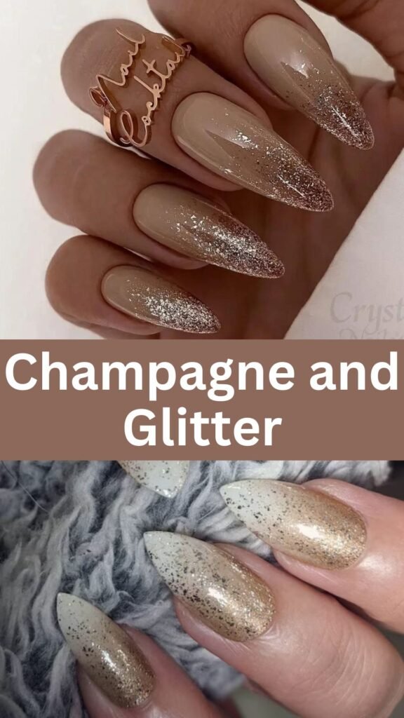 champagne-and-glitter-Trendy-Nail-Art-Ideas-for-Wedding-Party-nailstrends.com