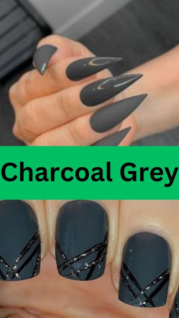 charcoal-grey-Nail-Ideas-to-Slay-with-your-Black-Dress-nailstrends.com