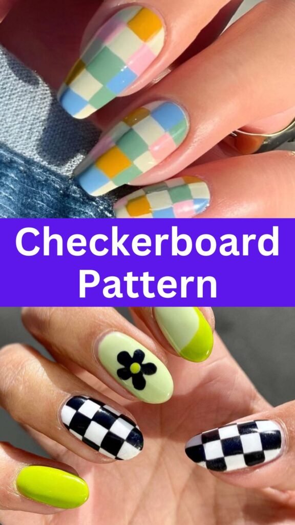 checkerboard-pattern-funky-nail-art-nailstrends.com