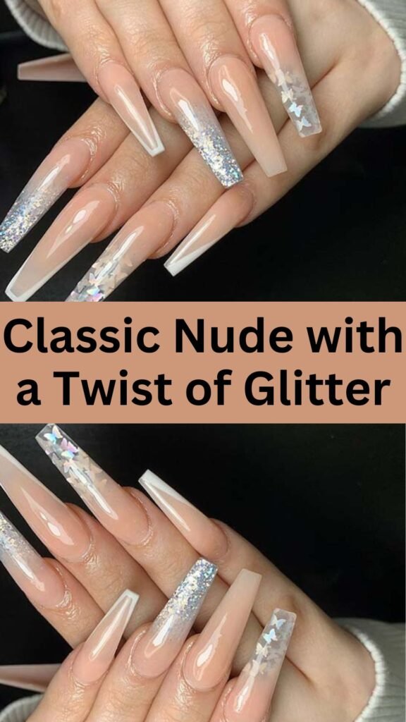 classic-nude-wth-a-twist-of-glitter-Trendy-Nail-Art-Ideas-for-Wedding-Party-nailstrends.com