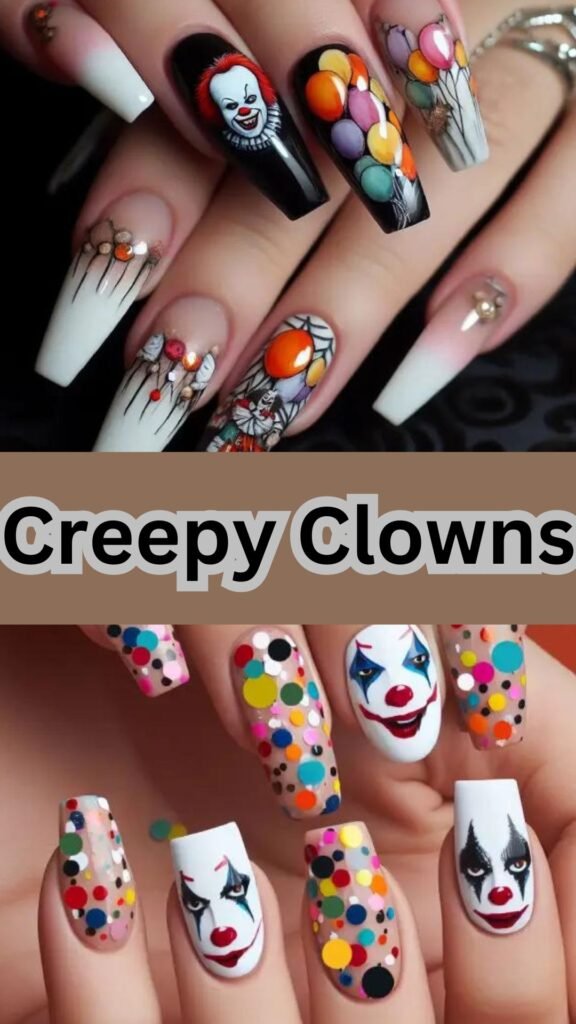 creepy-clowns-Extra-Spooky-Halloween-Nails-to-try-this-year-nailstrends.com