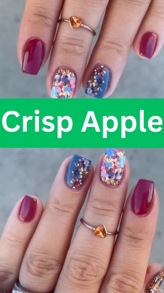 crisp-apple-fall-coffin-nail-art-designs-nailstrends.com