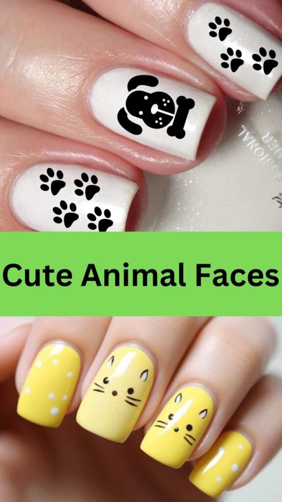 cute-animal-faces-Cute-Nail-Art-Designs-for-Kids-nailstrends.com