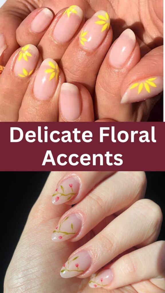 delicate-floral-accents-Pretty-Natural-Nail-Art-Designs-for-you-nailstrends.com