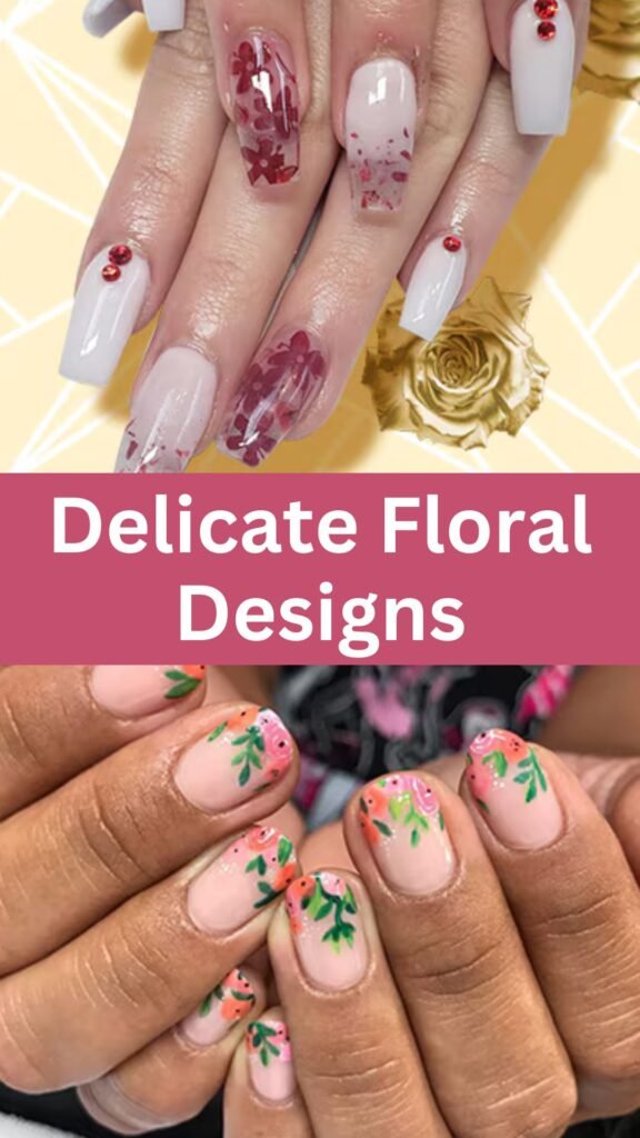 delicate-floral-designs-Trendy-Nail-Art-Ideas-for-Wedding-Party-nailstrends.com