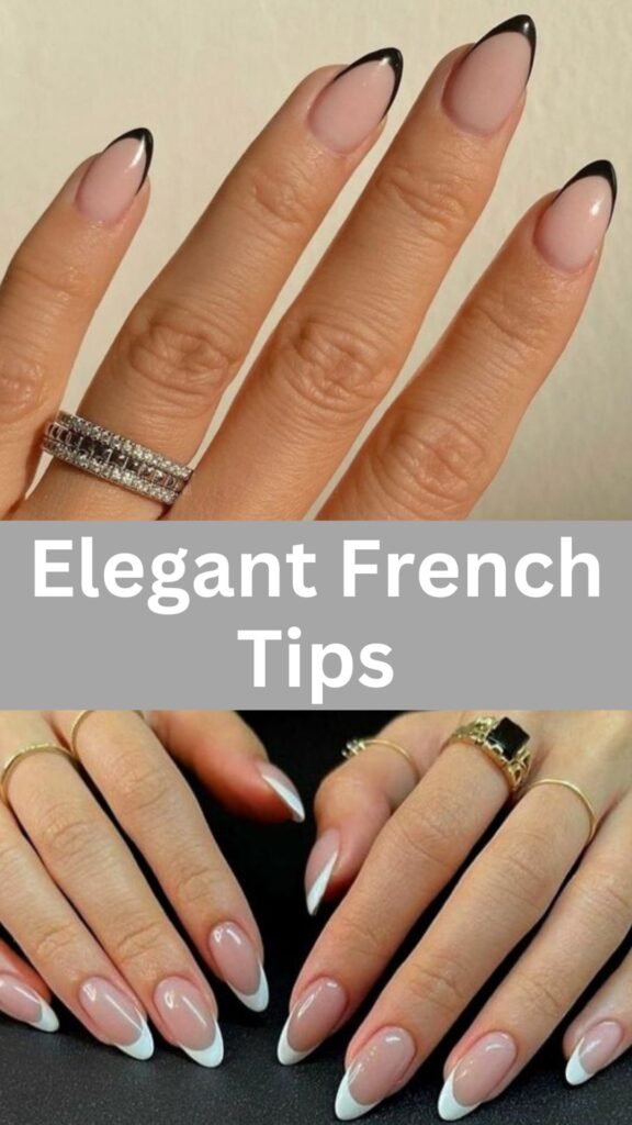 elegant-french-tips-Nail-Ideas-to-Slay-with-your-Black-Dress-nailstrends.com