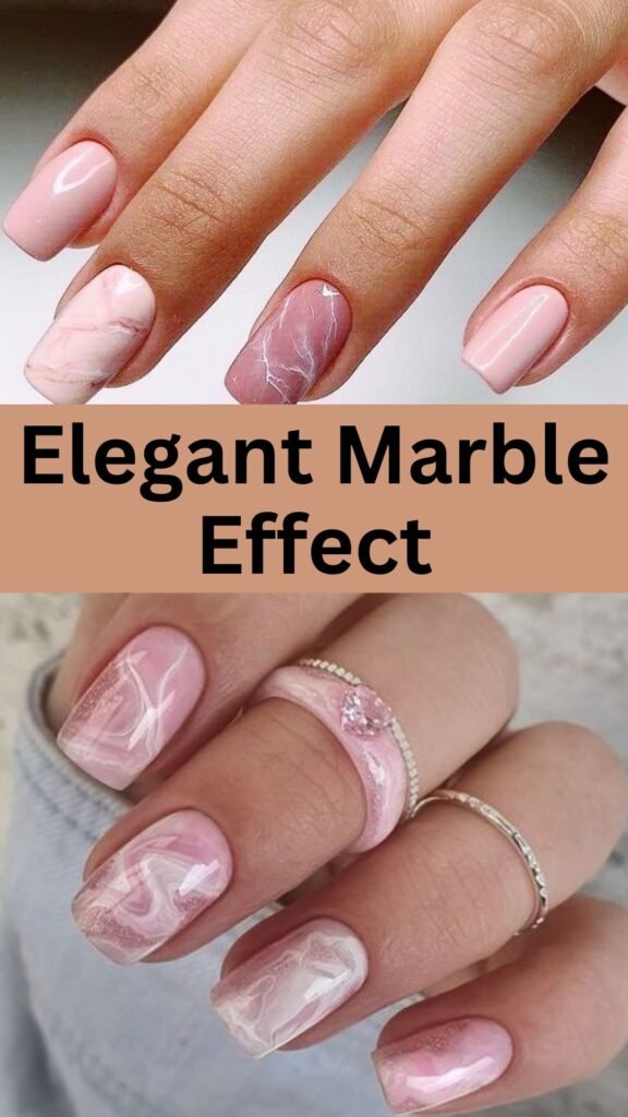 elegant-marble-effect-Trendy-Nail-Art-Ideas-for-Wedding-Party-nailstrends.com