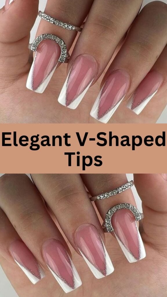 elegant-v-shaped-tips-Trendy-Nail-Art-Ideas-for-Wedding-Party-nailstrends.com