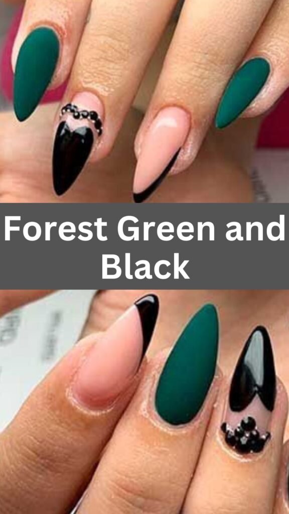 forest-green-and-black-Stunning-Forest-Green-Nail-Designs-To-Try-Out-nailstrends.com