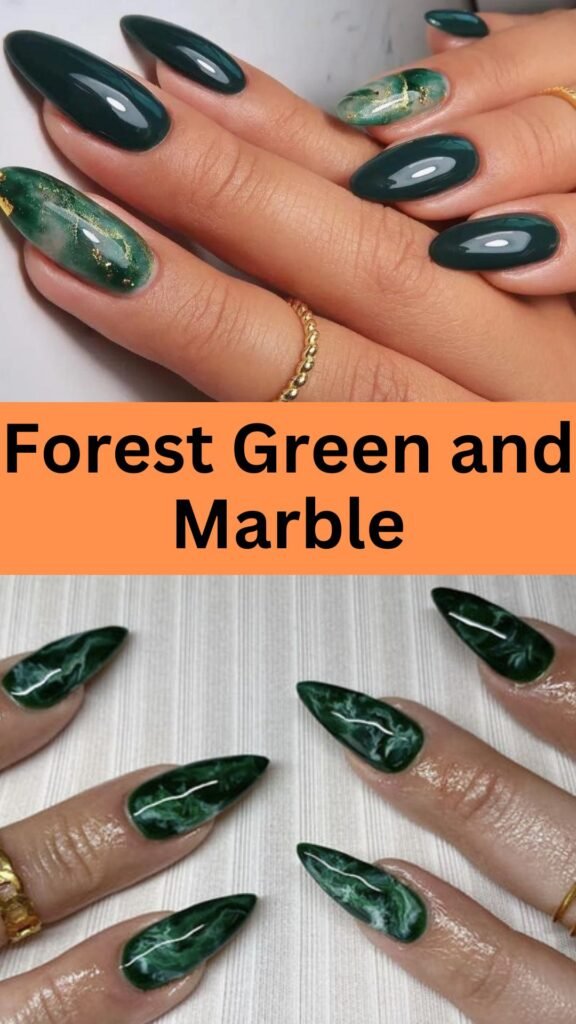 forest-green-and-marble-Stunning-Forest-Green-Nail-Designs-To-Try-Out-nailstrends.com