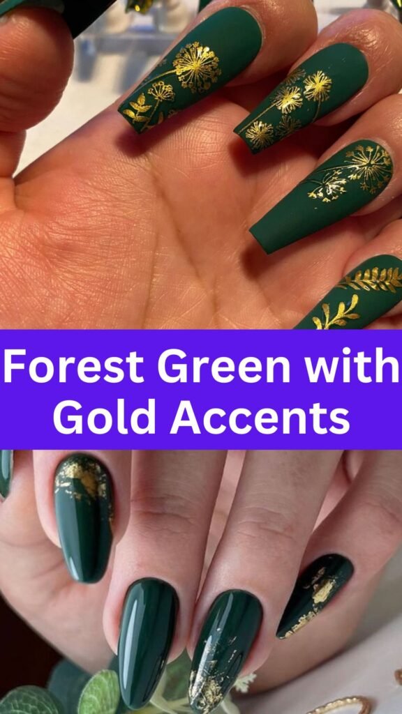 forest-green-with-gold-accents-Stunning-Forest-Green-Nail-Designs-To-Try-Out-nailstrends.com