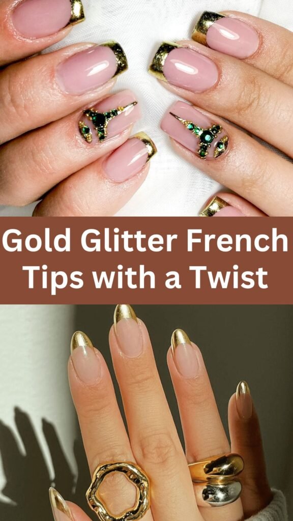 gold-glitter-french-tips-with-a-twist-bridal-nail-with-glitter-nailstrends.com