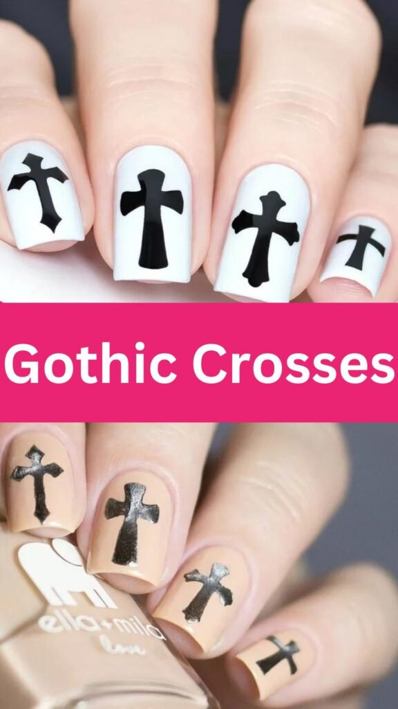 gothic-crosses-Extra-Spooky-Halloween-Nails-to-try-this-year-nailstrends.com