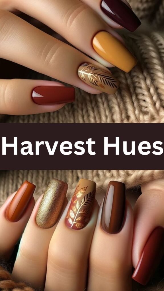 harvest-hues-fall-coffin-nail-art-designs-nailstrends.com