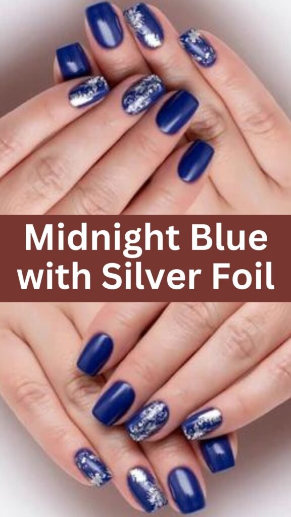 midnight-blue-with-silver-foil-Goth-Nail-Ideas-That-Are-Better-Than-Just-Black-nailstrends.com