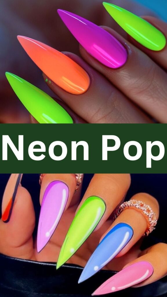 neon-pop-Pointed-Nail-Art-Designs-to-Obsess-Over-nailstrends.com