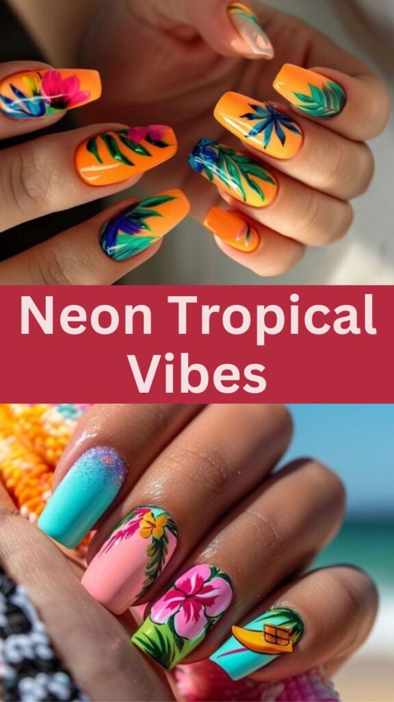 neon-tropical-vibes-Vibrant-Nail-Art-Designs-for-Beach-Vacation-nailstrends.com