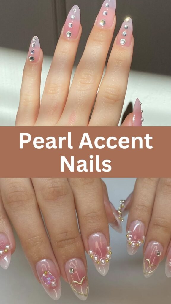 pearl-accent-nails-Nail-Ideas-to-Slay-with-your-Black-Dress-nailstrends.com