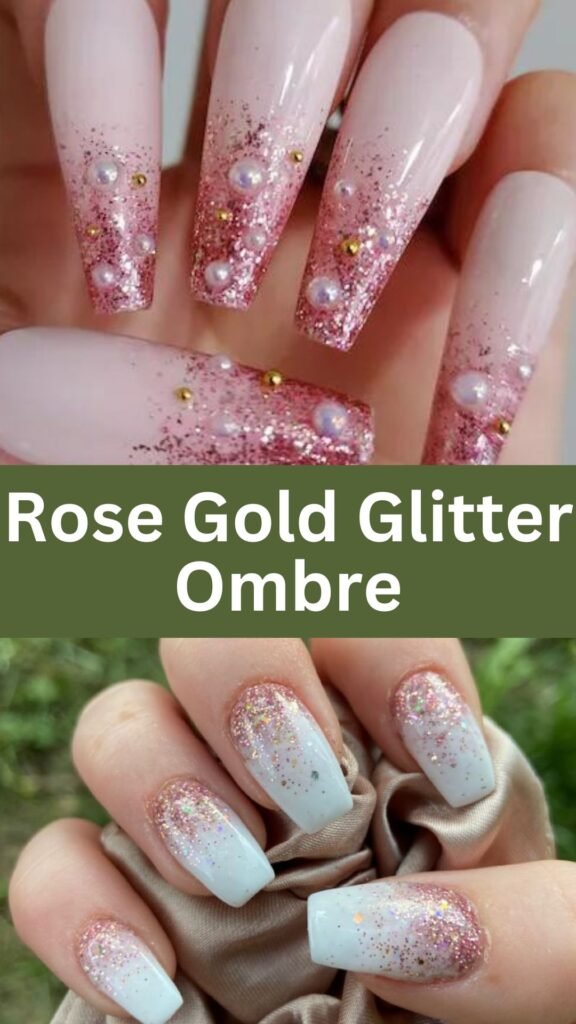 rose-gold-glitter-ombre-bridal-nail-with-glitter-nailstrends.com